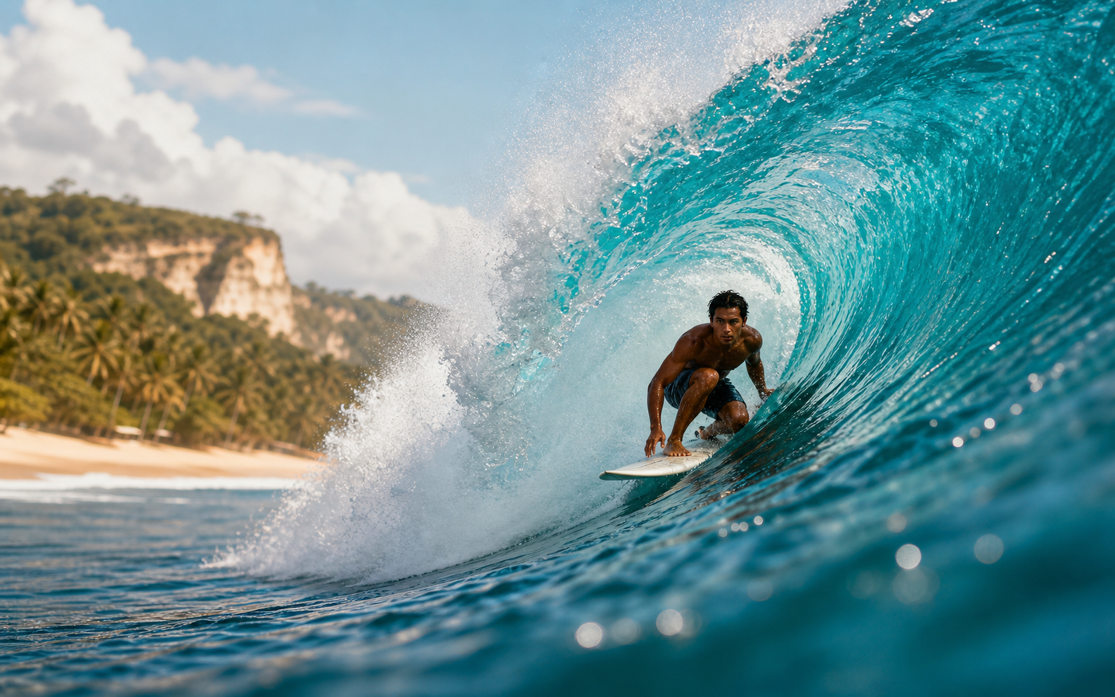 Panduan surfing Indonesia — peselancar di ombak barrel bersama Ombak700