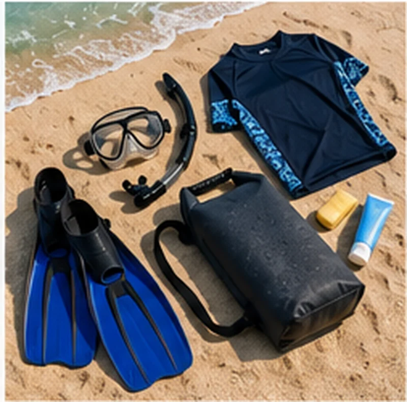 Peralatan snorkeling wajib di atas pasir pantai